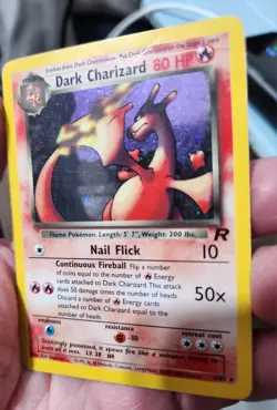 Pokemon Dark Charizard Holo Rare TCG Unlimited Card 4/82 W/Crease - Image 1