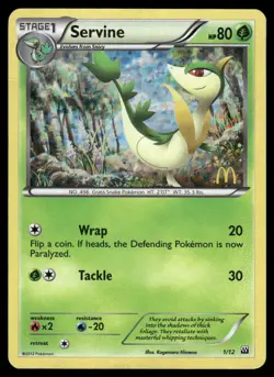 Pokemon Cards Servine 001/012 McDonald's Promos 2012 Holo Promo LP - Image 1