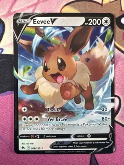 Pokemon TCG Crown Zenith Eevee v Ultra Rare Holo Card 108/159 - Image 1