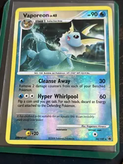 Pokemon Vaporeon TCG Reverse Holo Rare Card Majestic Dawn 34/100 - Image 1