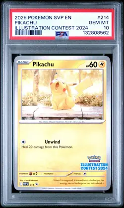 PSA 10 PIKACHU 214 ILLUSTRATION CONTEST 2024 SVP EN-SV BLACK STAR PROMO POKEMON - Image 1