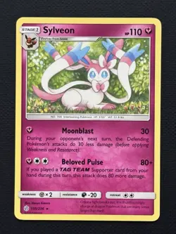 Pokemon 2019 Sun & Moon Cosmic Eclipse Sylveon 155/236 Rare TCG - Image 1