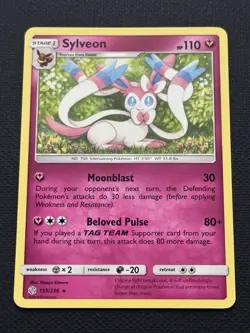 Pokemon 2019 Sun & Moon Cosmic Eclipse Sylveon 155/236 Rare TCG - Image 2