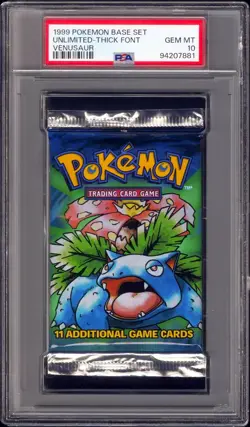 Pokemon 1999 WOTC Thick Font Base Set Venusaur Sealed Booster Pack GEM MT PSA 10 - Image 1