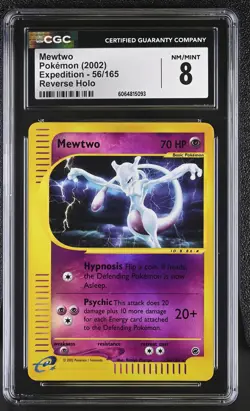 CGC 8 Mewtwo 2002 Expedition 56/165 Reverse Holo Pokemon Card - Image 1