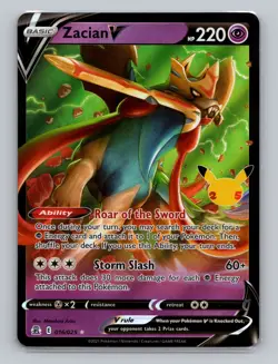 Zacian V 016/025 Holo Rare Celebrations Sword Shield Pokemon Card - Image 1
