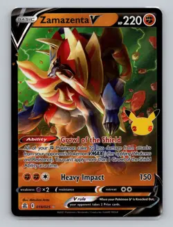 Zamazenta V 018/025 Holo Rare Celebrations Sword Shield Pokemon Card - Image 1