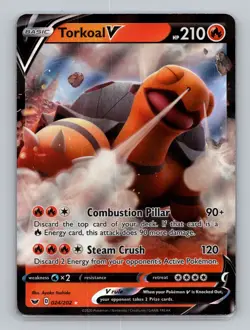 Torkoal V 024/202 Holo Rare Sword & Shield Pokemon Card TCG SWSH - Image 1