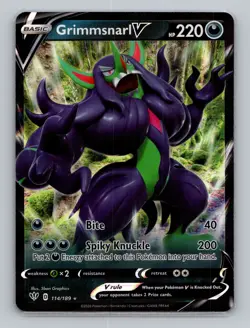Grimmsnarl V 114/189 Holo Rare Darkness Ablaze Pokemon Card TCG Sword & Shield - Image 1