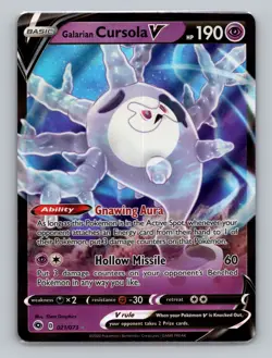Galarian Cursola V 021/073 Holo Rare Champion's Path Pokemon Card Sword & Shield - Image 1
