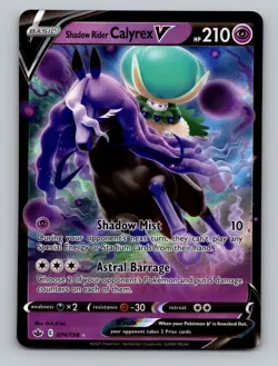 Shadow Rider Calyrex V 074/198 Holo Rare Chilling Reign Pokemon Card NM - Image 1