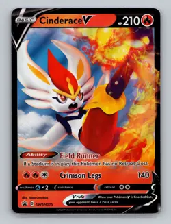 Cinderace V SWSH015 Black Star Promo Sword Shield Pokemon Card NM - Image 1