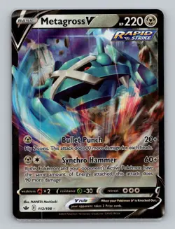 Metagross V 112/198 Holo Rare Chilling Reign Pokemon Card TCG Sword & Shield - Image 1