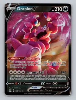 Drapion V #118/196 Holo Rare Lost Origin Sword Shield Pokemon Card - Image 1