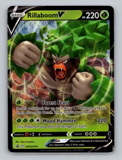 Rillaboom V SWSH014 Black Star Promo Sword Shield Pokemon Card NM - Image 1