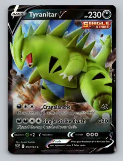 Tyranitar V 097/163 Holo Rare Battle Styles Sword Shield Pokemon Card TCG SWSH - Image 1