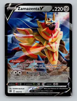 Zamazenta V 105/172 Holo Rare Brilliant Stars Pokemon Card TCG Sword & Shield - Image 1