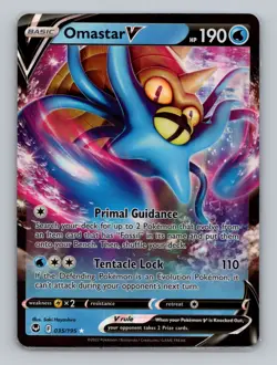Omastar V 035/195 Holo Rare Silver Tempest Pokemon Card TCG Sword & Shield - Image 1