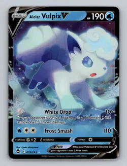 Alolan Vulpix V 033/195 Holo Rare Silver Tempest Pokemon Card TCG Sword & Shield - Image 1