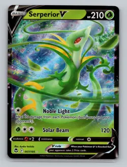 Serperior V #007/195 Holo Rare Silver Tempest Sword Shield Pokemon Card - Image 1