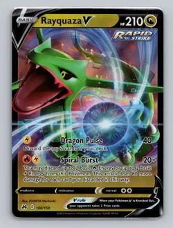 Rayquaza V 100/159 Holo Rare Crown Zenith Sword Shield Pokemon Card - Image 1