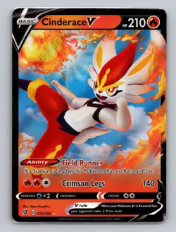 Cinderace V 035/192 Holo Rare Rebel Clash Sword Shield Pokemon Card NM - Image 1