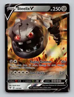 Steelix V 115/185 Holo Ultra Rare Vivid Voltage Sword Shield Pokemon Card NM - Image 1