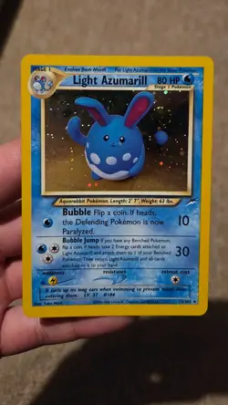 Pokemon Card Neo Destiny Light Azumarill 13/105 Holo WOTC - Image 1