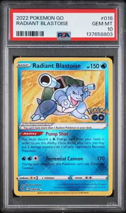 POKEMON 2022 GO RADIANT BLASTOISE #018 PSA 10 Gem Mint RARE - Image 1