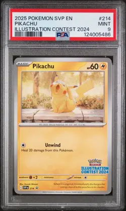 PSA 9 Mint Pikachu Illustration Contest 2024 SVP214 Pokemon Black Star Promo - Image 1