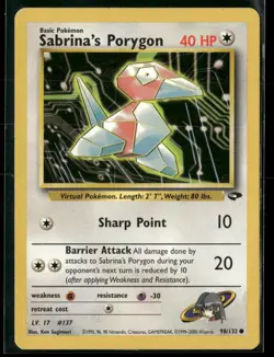 Sabrina's Porygon 98/132 Common Gym Challenge Pokemon Moderately Played - Image 1
