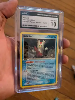 (POP 17) CGC 10 GEM MINT Pokemon Delibird 21/109 EX Team Rocket Returns 2004 - Image 1