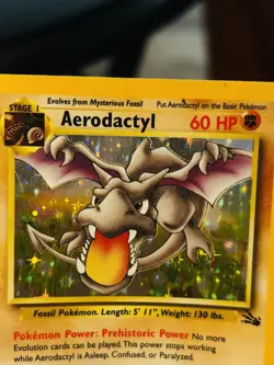 Pokemon Aerodactyl - 1/62 Fossil Unlimited Holo Rare Stage 1 Vintage 1999 TCG - Image 3