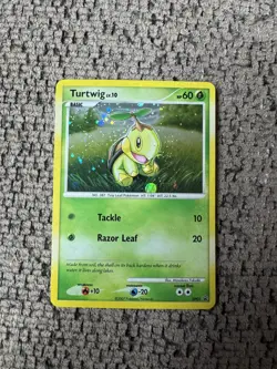 2007 Pokemon Diamond and Pearl DP01 Turtwig Holo Rare Near Mint Black Star Promo - Image 1