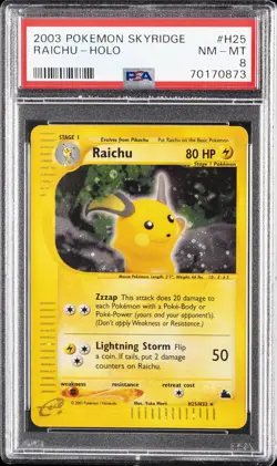 2003 POKEMON SKYRIDGE #H25 RAICHU-HOLO PSA 8 - Image 1