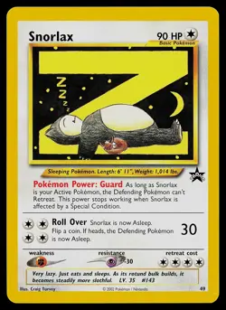 Pokemon Card - Snorlax WoTC Black Star Promo 49 Promo - Image 1