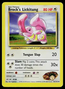Pokemon Card Gym Heroes Brock's Lickitung 41/132 Uncommon - Image 1