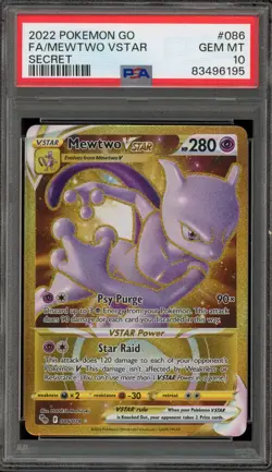 Pokemon Mewtwo VSTAR Pokemon Go Secret Rare #086 PSA 10 Gem Mint - Image 1