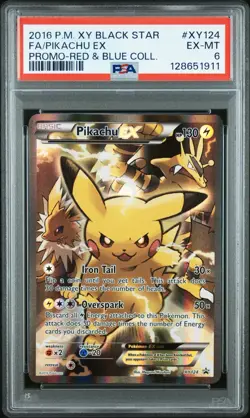 2016 POKEMON XY BLACK STAR PROMO RED & BLUE COLL FULL ART/PIKACHU EX PSA 6 - Image 1