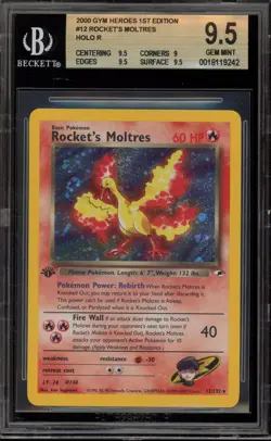 Pokemon Rocket's Moltres Gym Heroes 1st Edition Holo Rare #12 BGS 9.5 - Image 1
