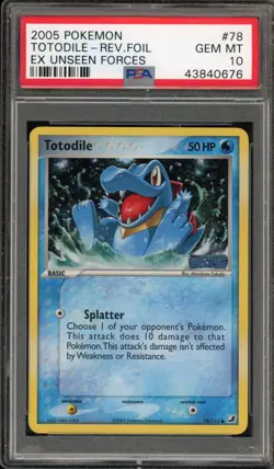 Pokemon Totodile EX Unseen Forces Reverse Holo #78 PSA 10 Gem Mint - Image 1