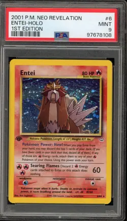 Pokemon Entei Neo Revelation 1st Edition Holo Rare #6 PSA 9 Mint - Image 1