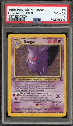 Pokemon Gengar Fossil 1st Edition Holo Rare #5 PSA 4 - Image 1
