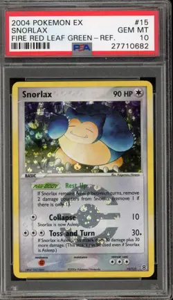 Pokemon Snorlax EX Fire Red & Leaf Green Reverse Holo Rare #15 PSA 10 Gem Mint - Image 1