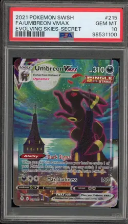 Pokemon Umbreon VMAX Evolving Skies Secret Rare Full Alt Art #215 PSA 10 - Image 1