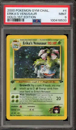 Pokemon Erika's Venusaur Gym Challenge 1st Edition Holo Rare #4 PSA 9 Mint - Image 1