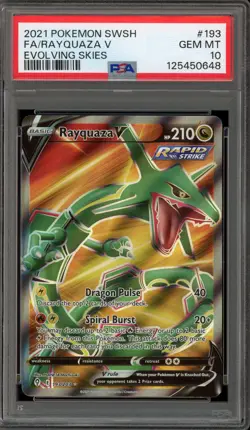 Pokemon Rayquaza V Evolving Skies Full Art #193 PSA 10 Gem Mint - Image 1