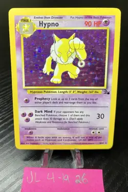 Pokemon TCG Hypno 8/62 Fossil Set Holo Rare WOTC LP+ - Image 1