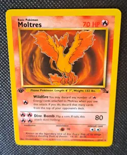 Pokemon Moltres 1st Edition Fossil 27/62 70 HP Regular non-holo Rare 1999 - Image 2