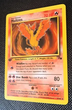 Pokemon Moltres 1st Edition Fossil 27/62 70 HP Regular non-holo Rare 1999 - Image 3